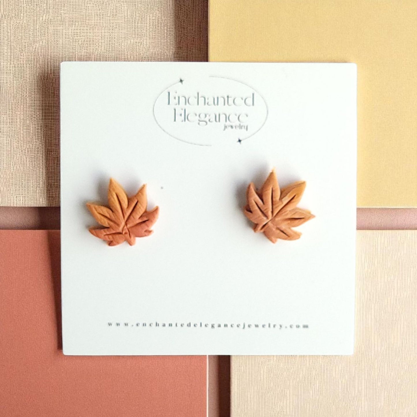 Fall Leaves Clay Stud Earrings