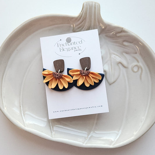 Sunflower Arch Clay Earrings