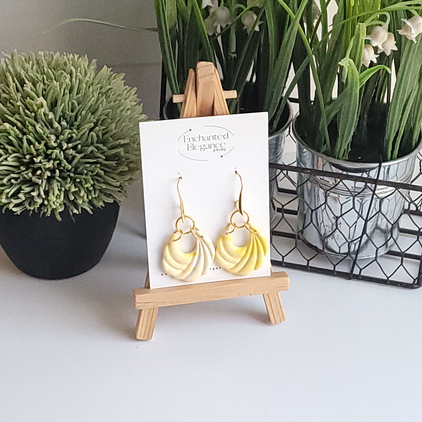 Pastel Yellow Swirl Earrings