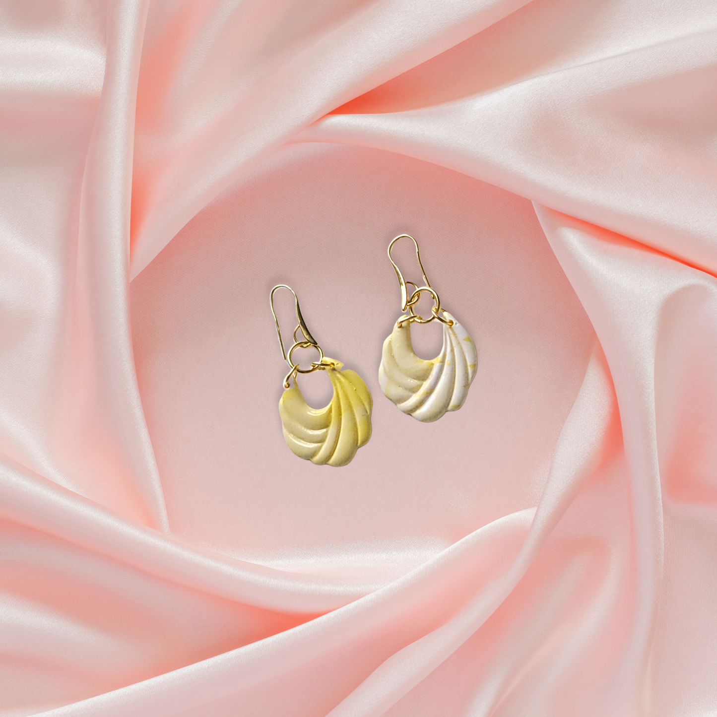Pastel Yellow Swirl Earrings