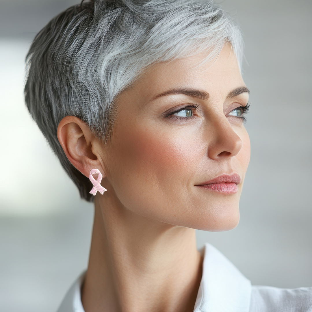 Sparkling Breast Cancer Awareness Ribbon Earrings