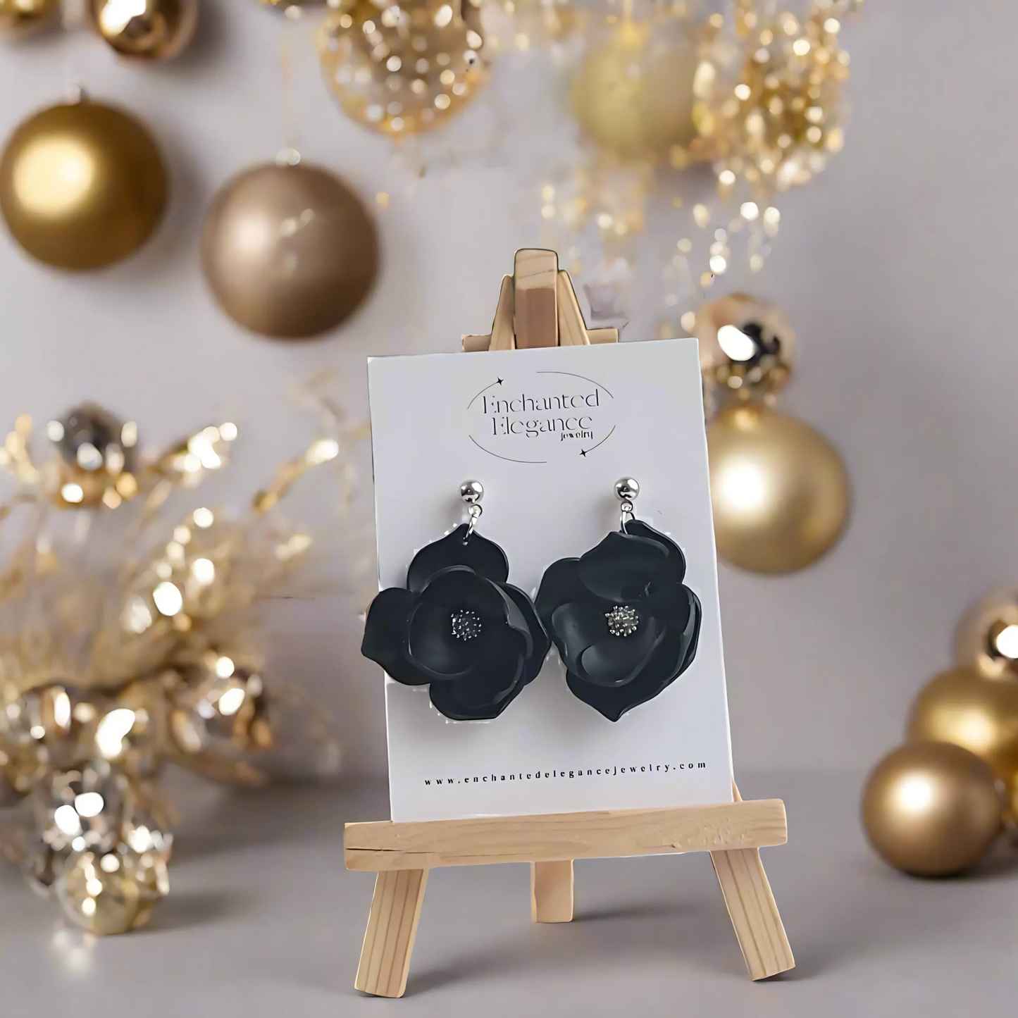 Black Shimmering Tia Earrings