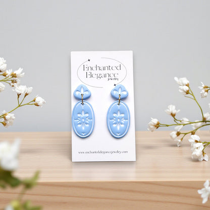 Blue Tile Polymer Clay Earrings