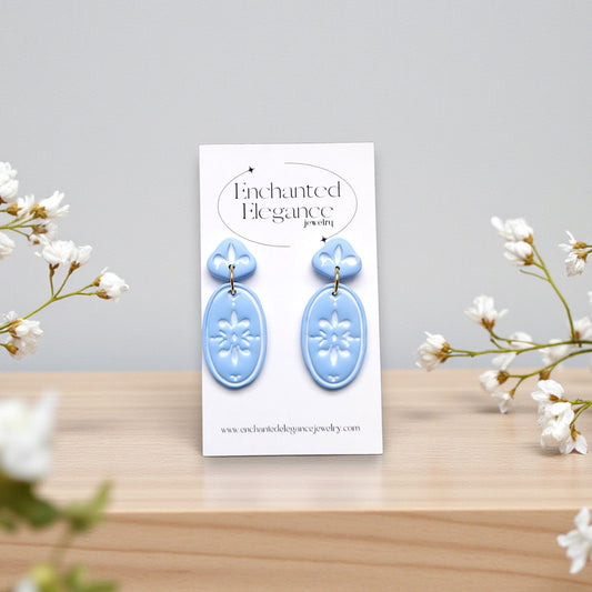 Blue Tile Polymer Clay Earrings