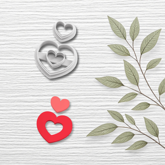 Heart Cut Out Polymer Clay Cutter – Valentine Embossed 3D Earring Cutter