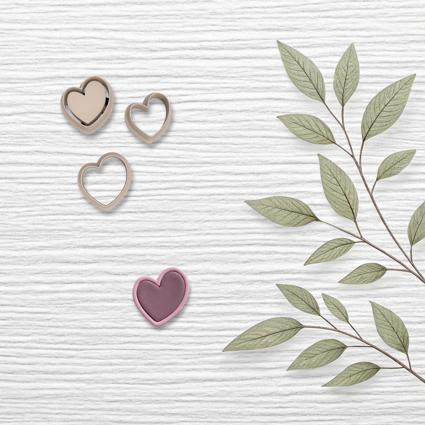 Heart Polymer Clay Cutter – Valentine Embossed 3D Earring Cutter