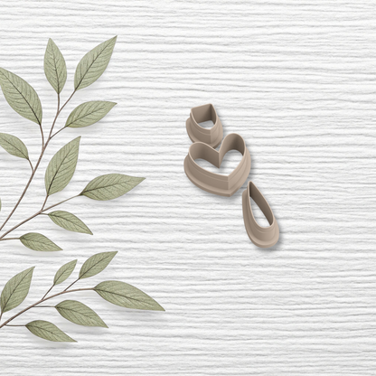 Heart Drop Clay Cutter Set – Valentine Embossed 3D Earring Cutter