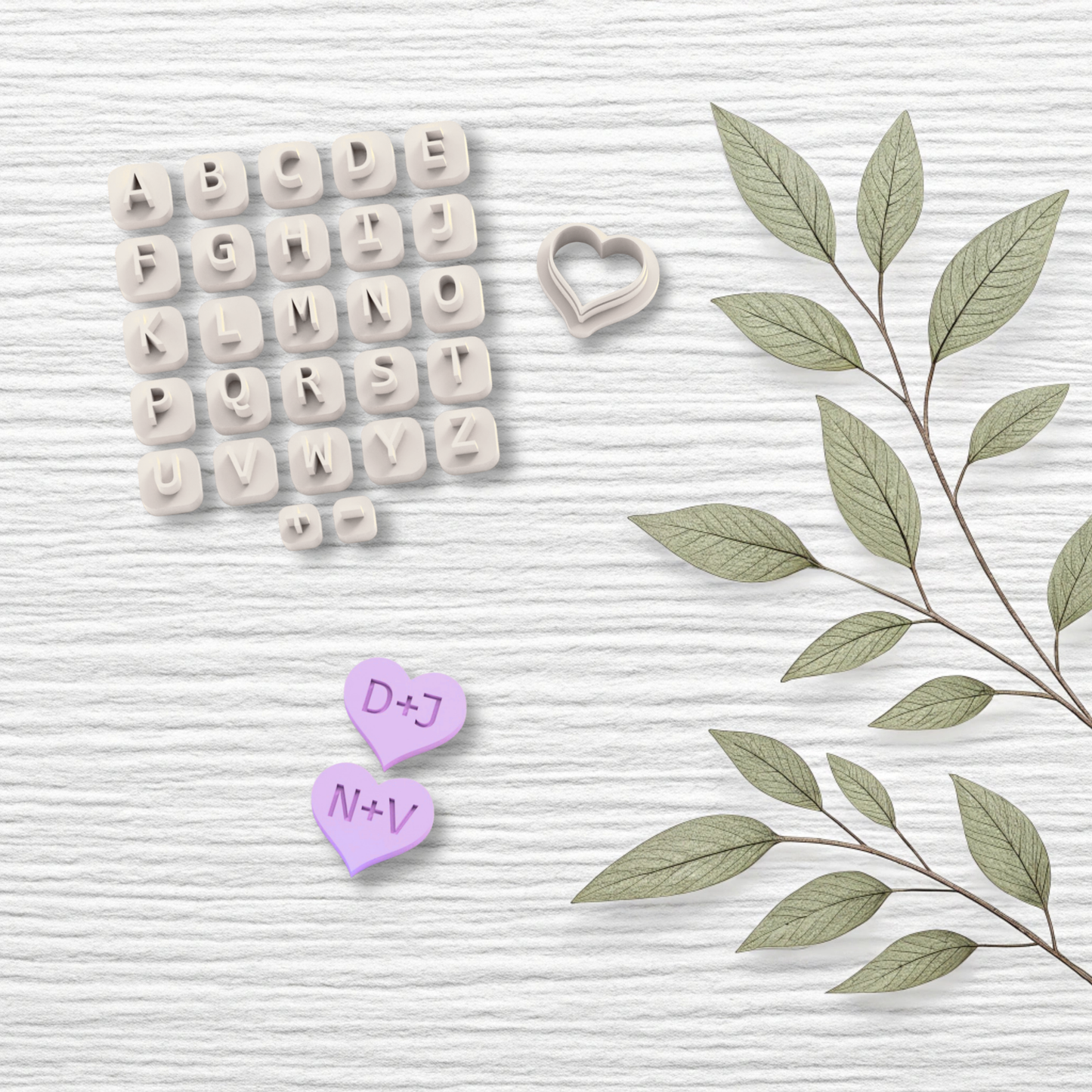 Stamped Love Letters Polymer Clay Cutter Set