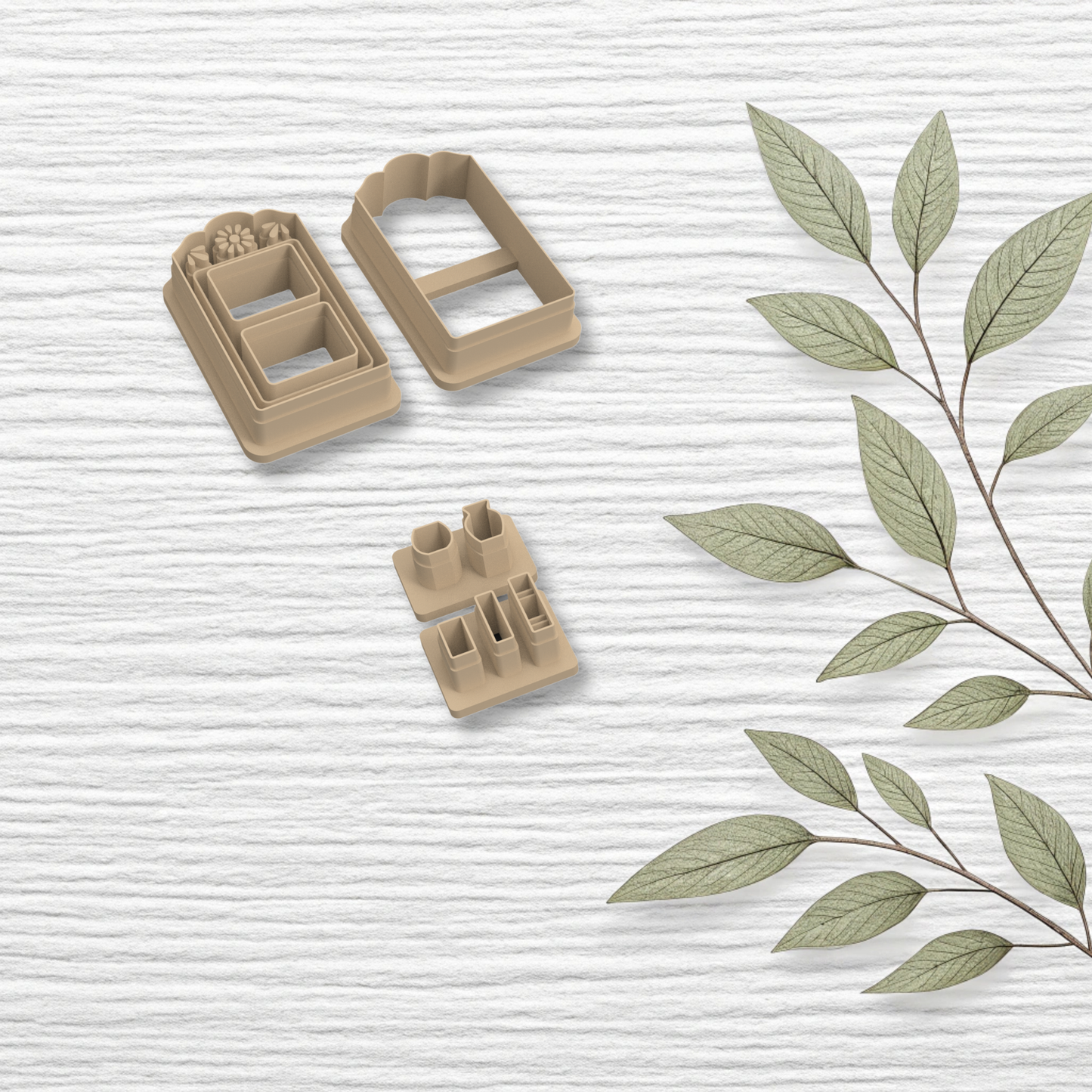 Floral Bookcase Polymer Clay Cutter Set