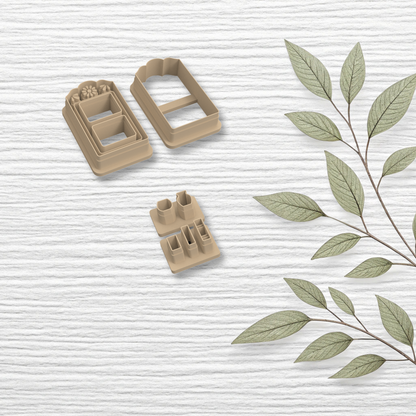 Floral Bookcase Polymer Clay Cutter Set