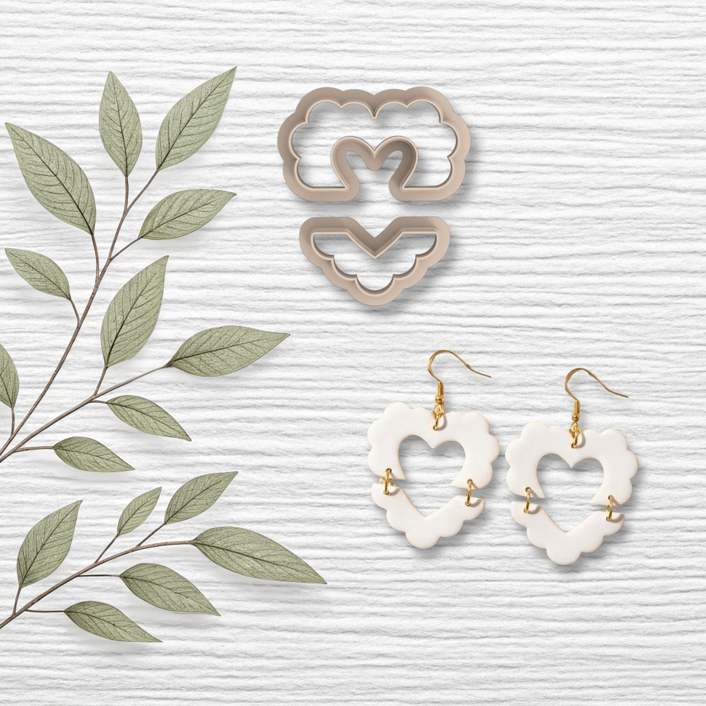 Scalloped 2PC Heart Polymer Clay Cutter