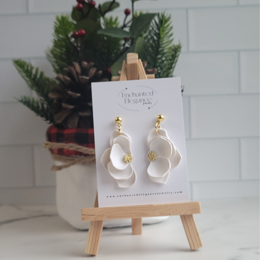 White Shimmering Lil Tia Earrings