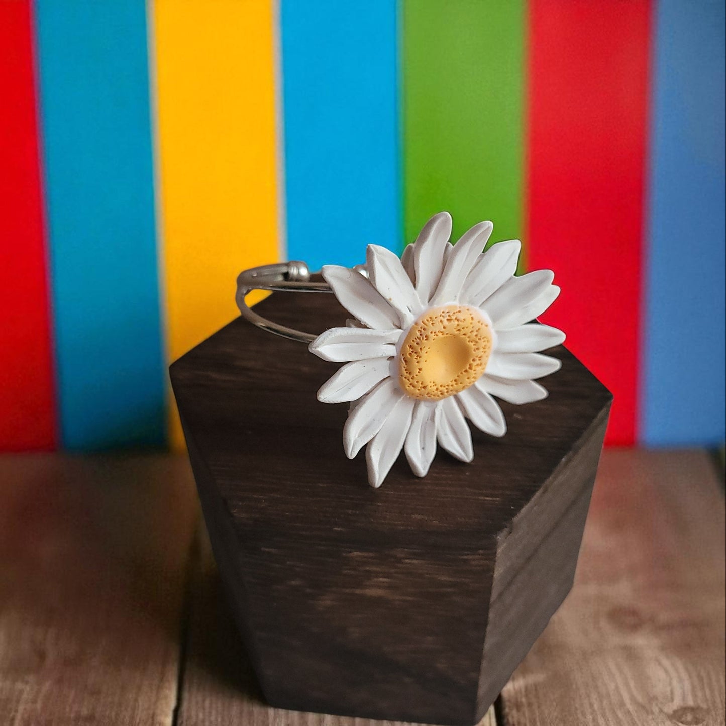 White Daisy Clay Bracelet