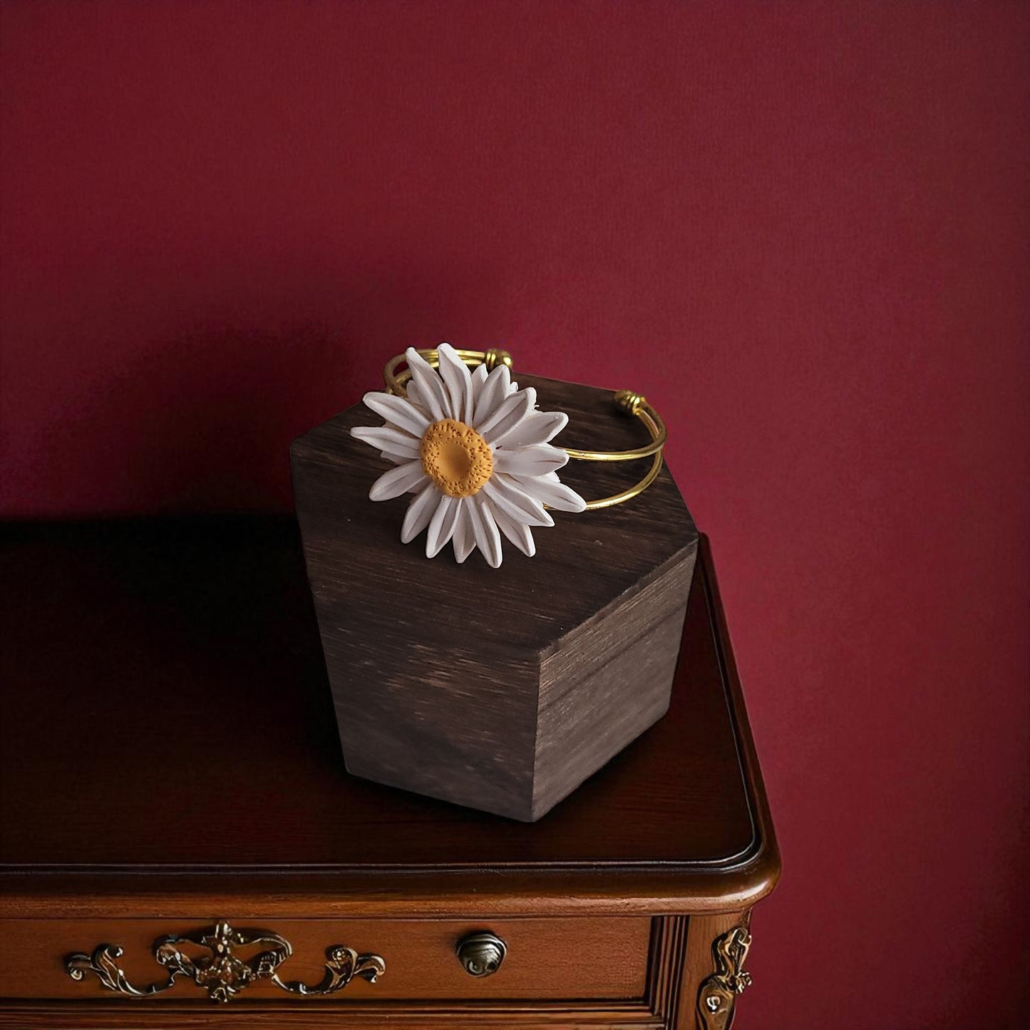 White Daisy Clay Bracelet
