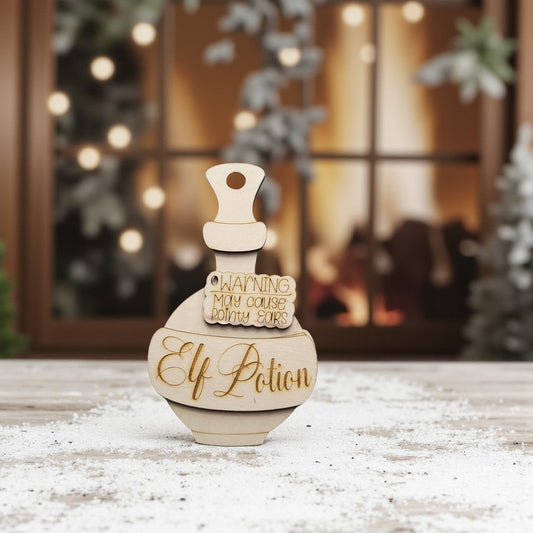 Elf Potion Wooden Ornament Blank – DIY Whimsical Christmas Craft
