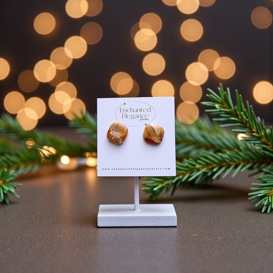 Geo Stone Stud Earrings