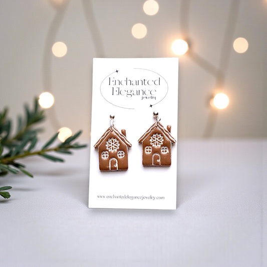 Gingerbread House Clay Earrings