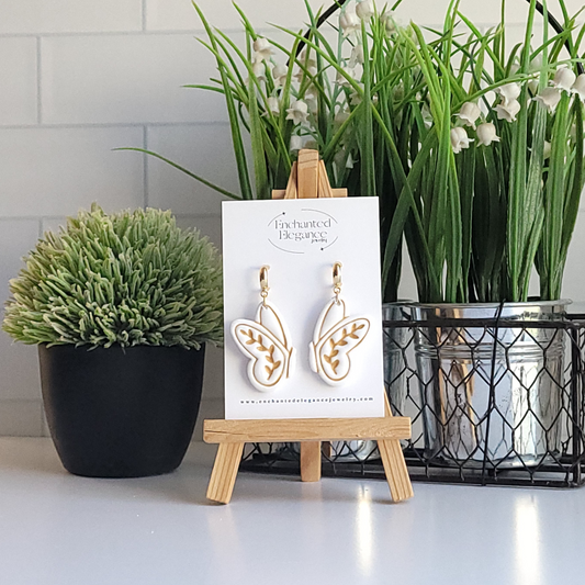Golden Butterfly Dangle Clay Earring