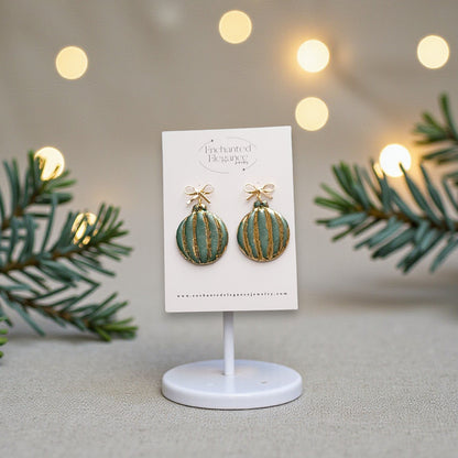 Green Ornament Dangle Earrings