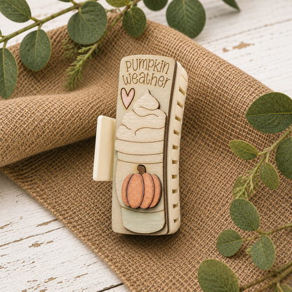 Pumpkin Weather Wooden Barrette Blank – 4.1 in