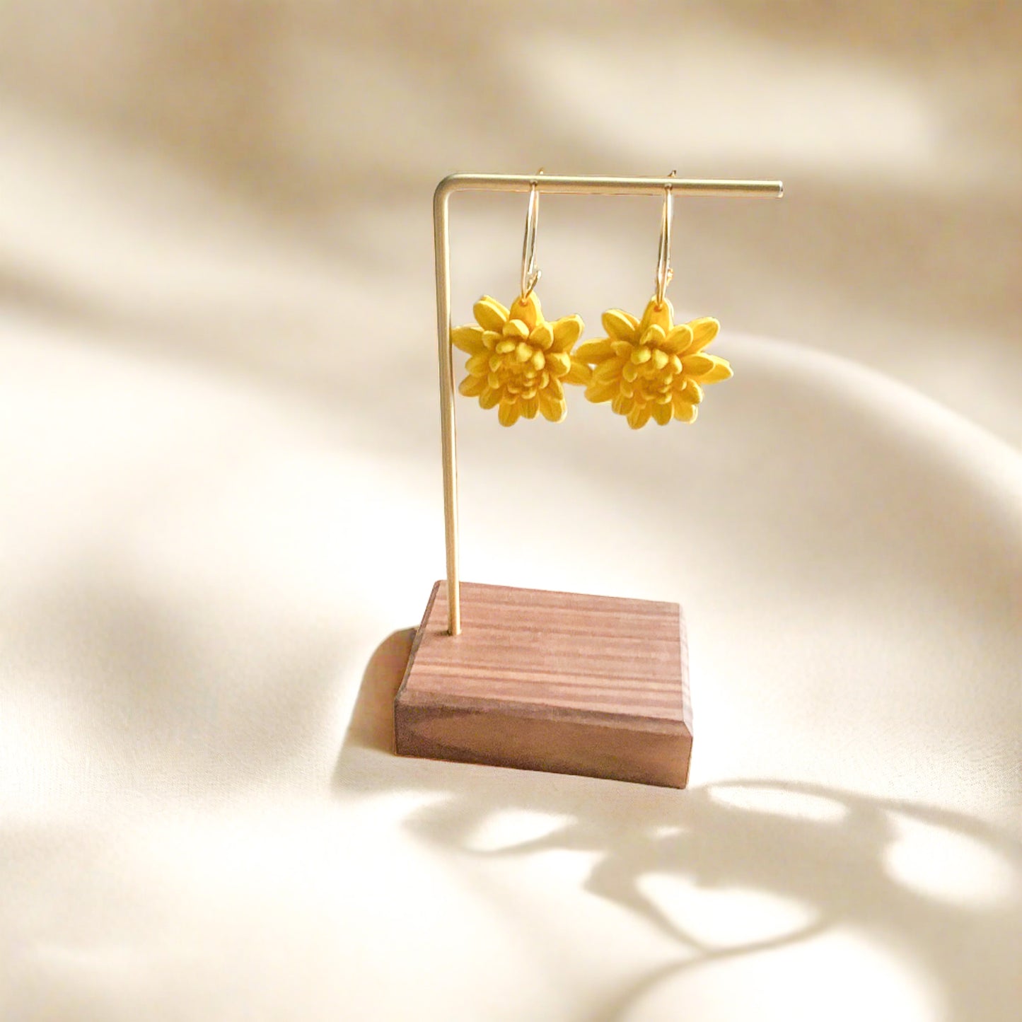 Yellow Lotus Flower Dangle Earring