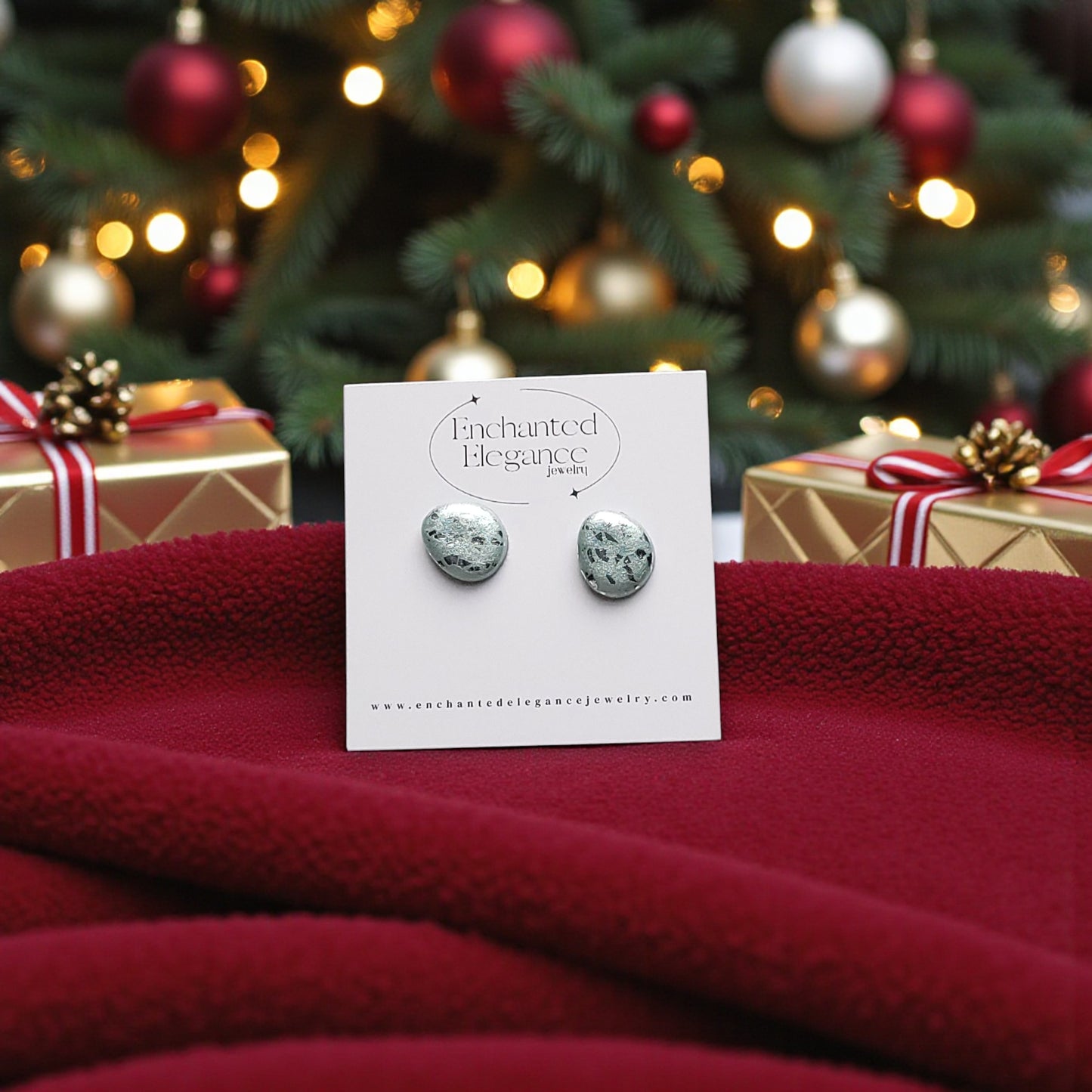 Icy Blue Silver Stud Earrings