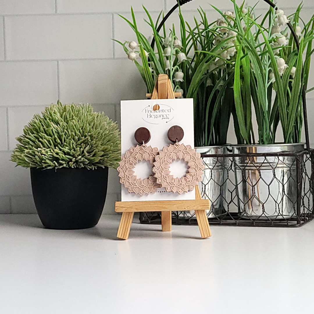 Beige Boho Clay Earrings