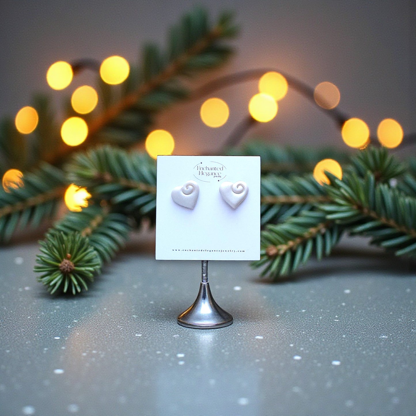 Pearl Heart Stud Earrings
