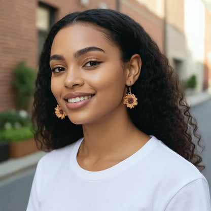 Sunflower Dangle Clay Earrings