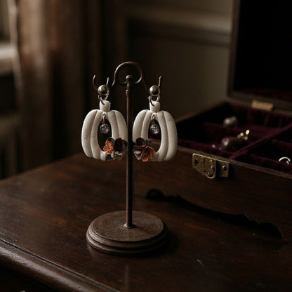 White Pumpkin Clay Earrings