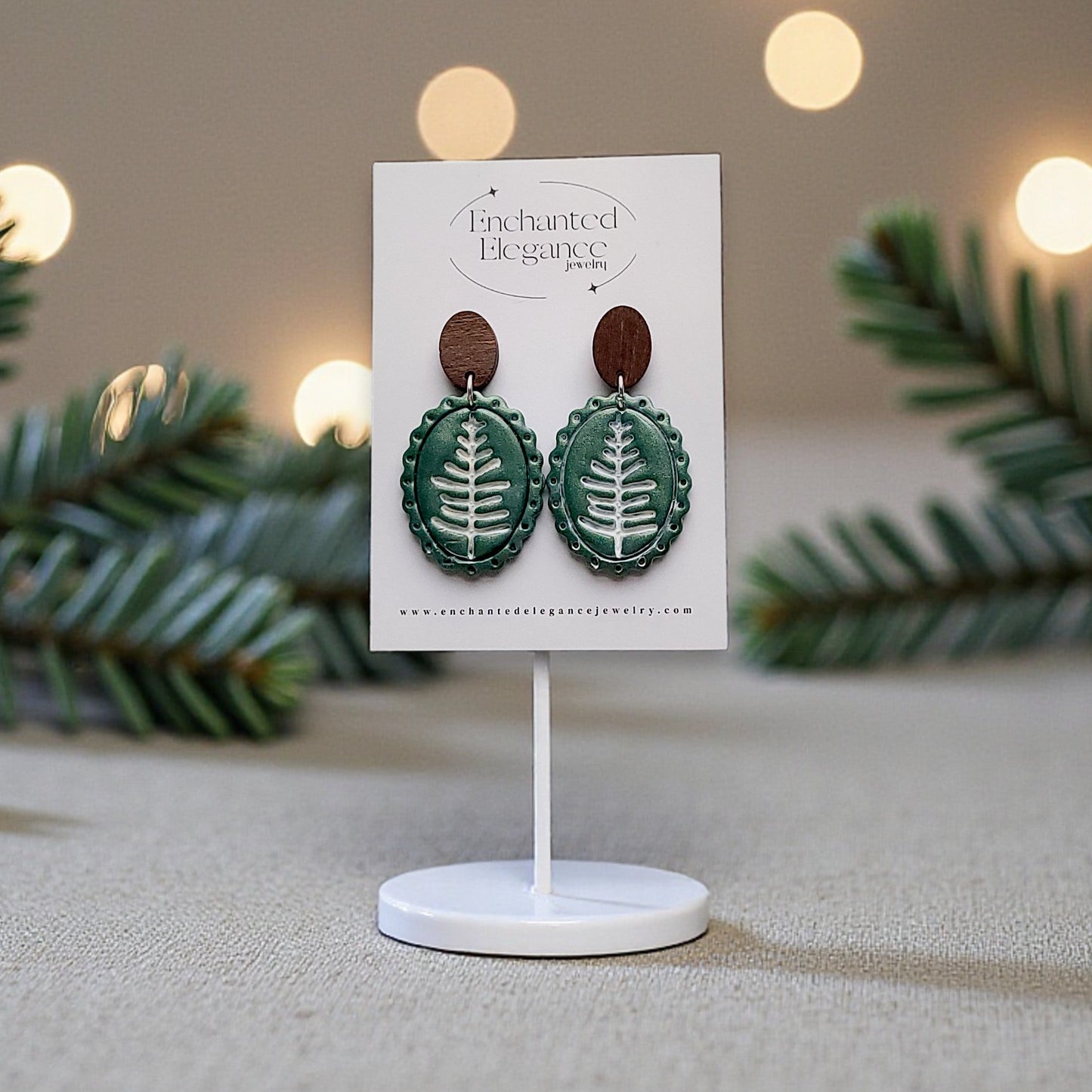 Pine Tree Dangle Clay Earrings