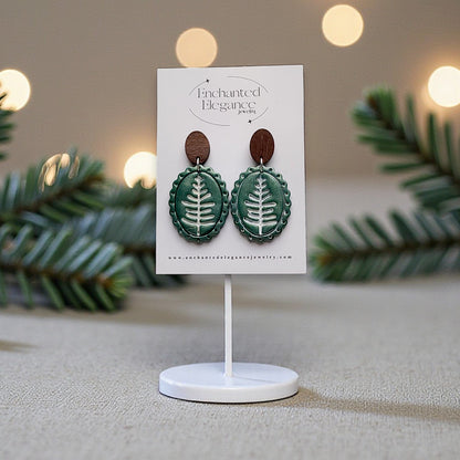 Pine Tree Dangle Clay Earrings