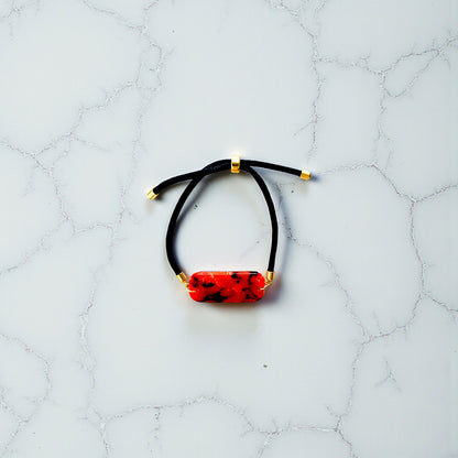 Red Marbled Adjustable Clay Bracelet