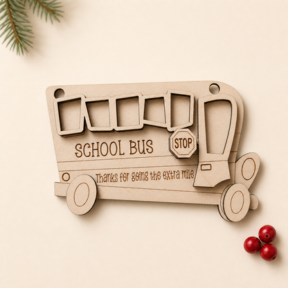 School Bus Christmas Ornament Blank