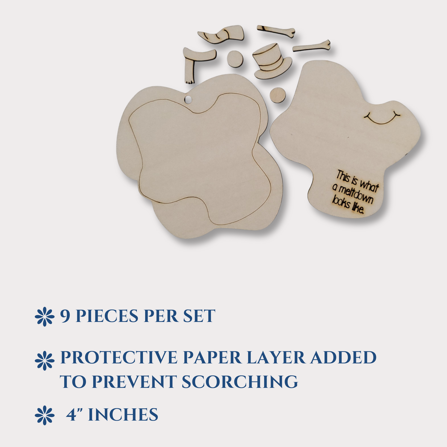 Funny Snowman Meltdown Wooden Ornament Blank