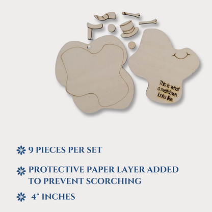 Funny Snowman Meltdown Wooden Ornament Blank