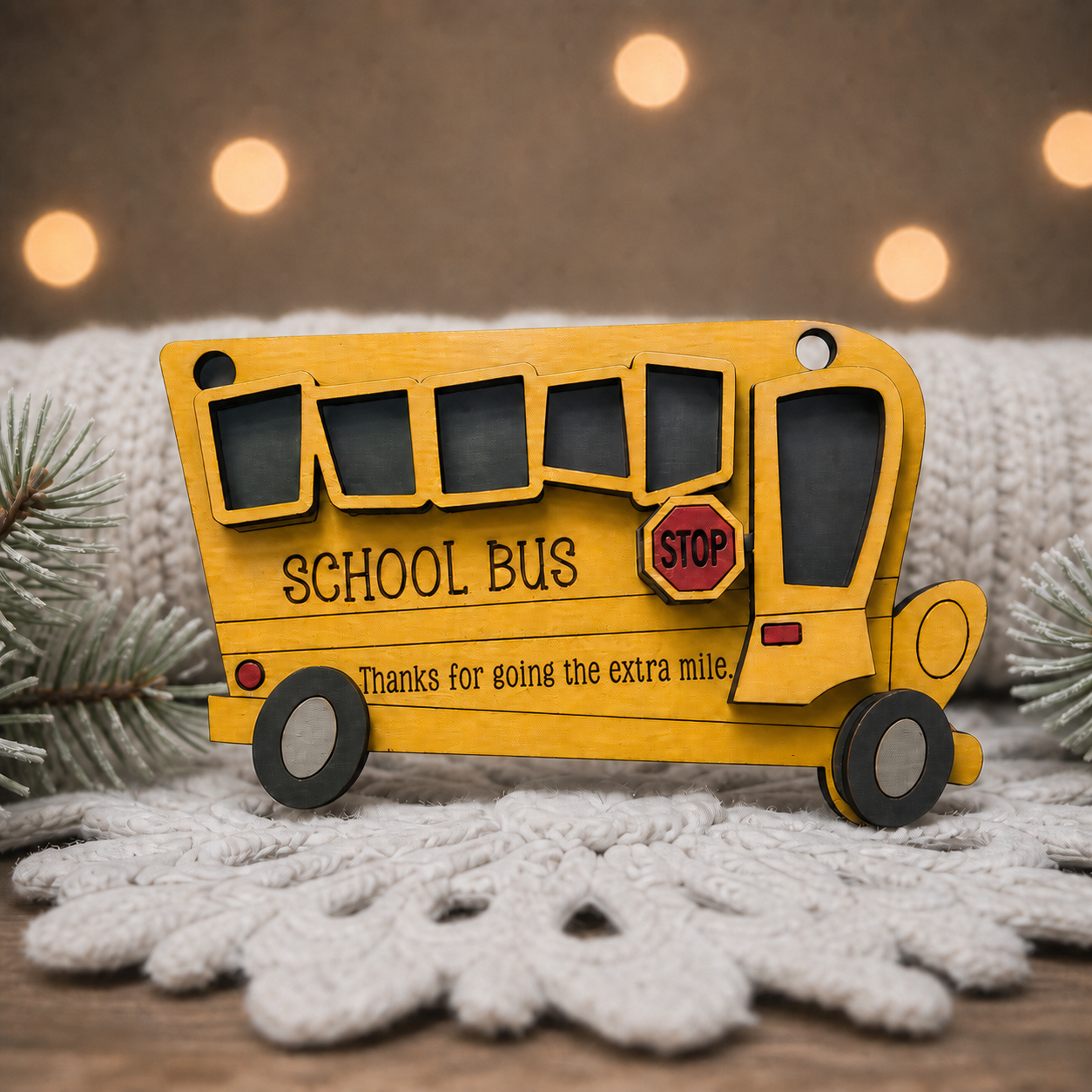 School Bus Christmas Ornament Blank