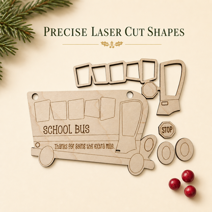 School Bus Christmas Ornament Blank